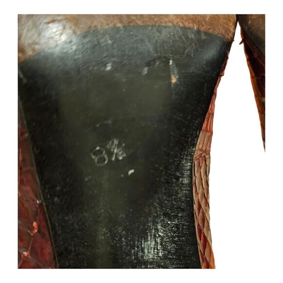 STUART WEITZMAN FOR MR. SEYMOUR Deep Red Snakeskin Heels - Size 8 1/2 - Picture 7 of 8